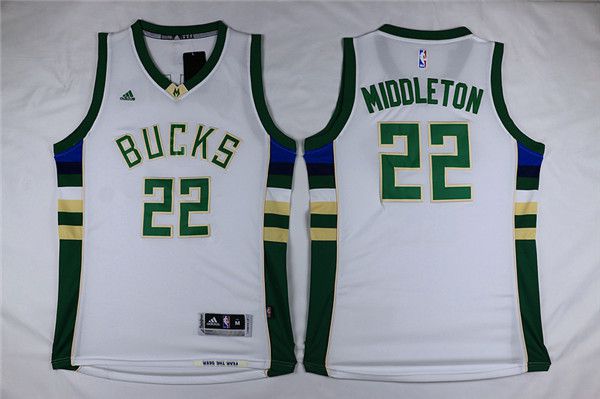 Men Milwaukee Bucks #22 Middleton White Adidas NBA Jersey